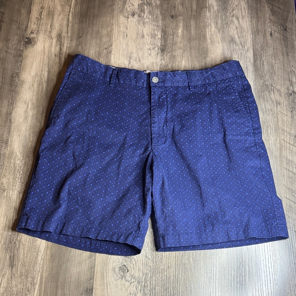 Peter Millar Men's Patterned Blue Flat Front Shorts
